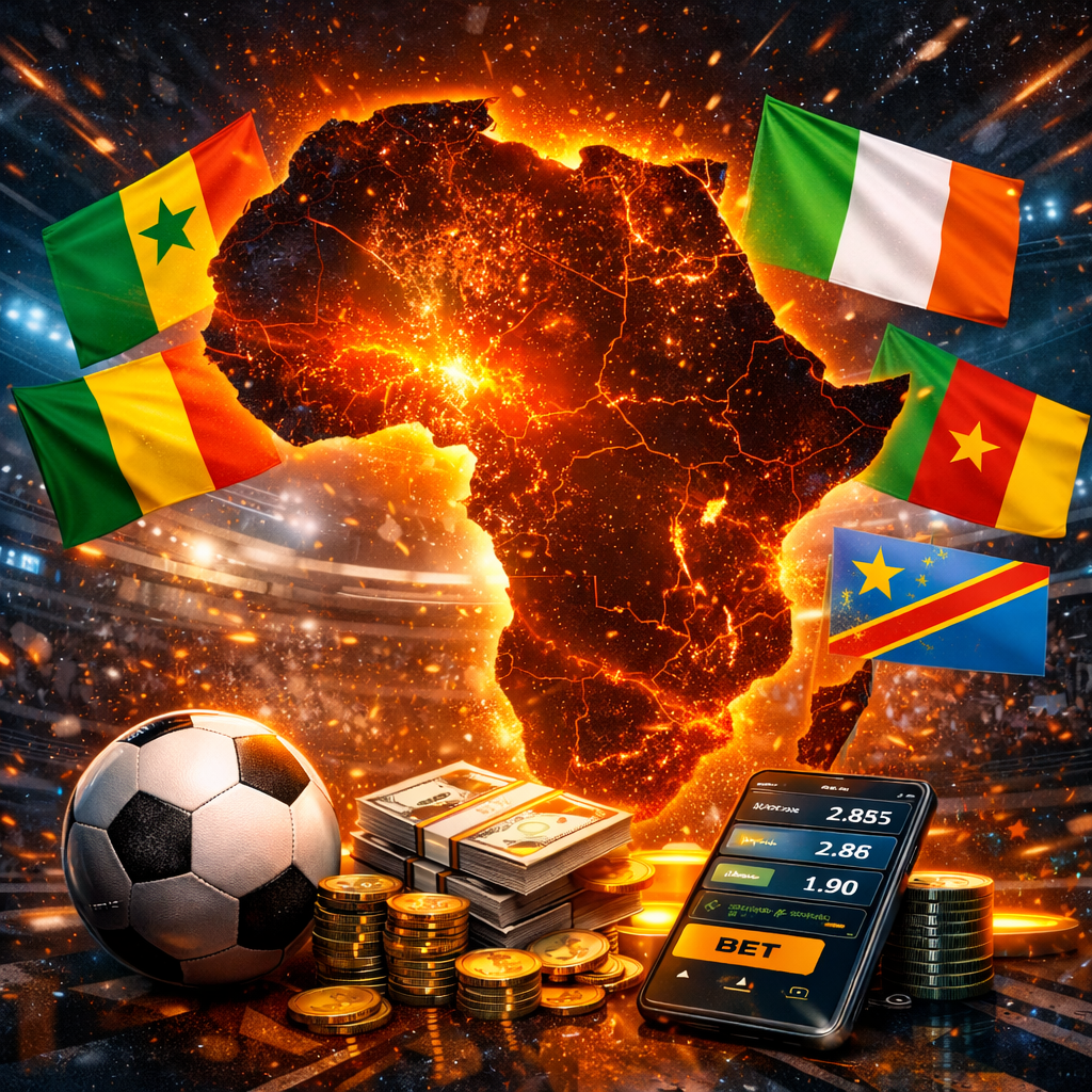 Image promotionnelle sur le pari sportif en Afrique francophone avec le continent africain et Pinnacle, bookmaker sharp sans limites